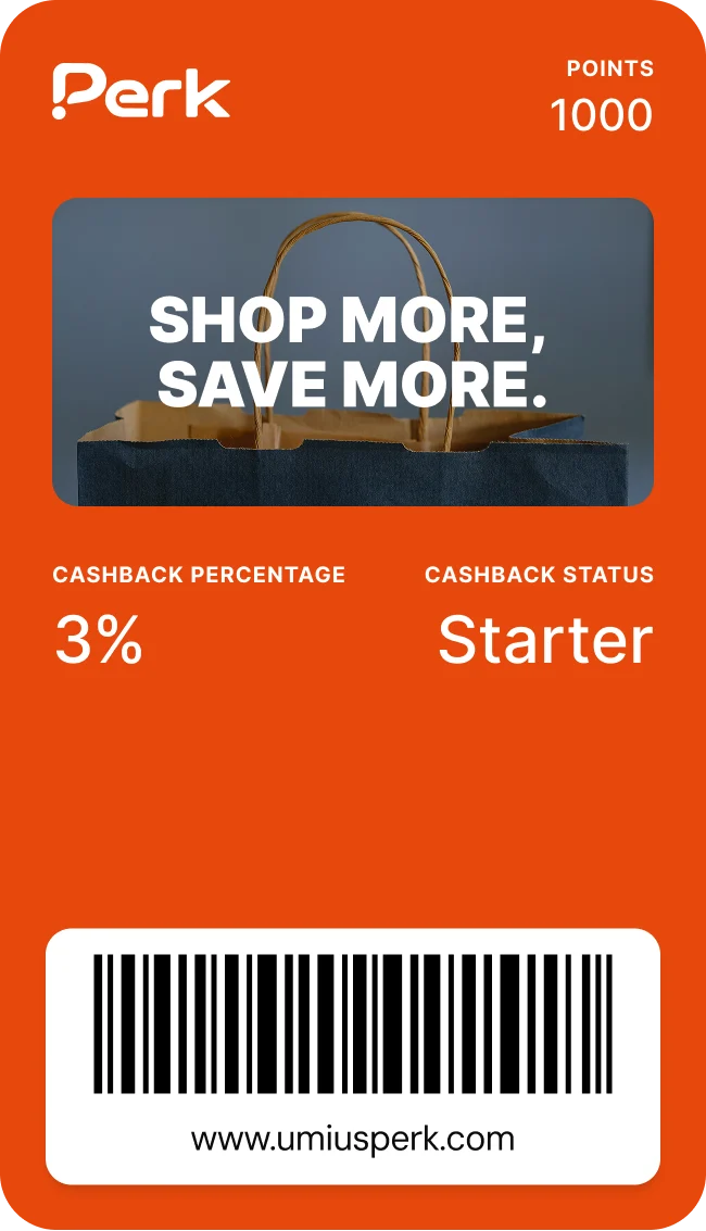 Perk cashback card: shop more, save more