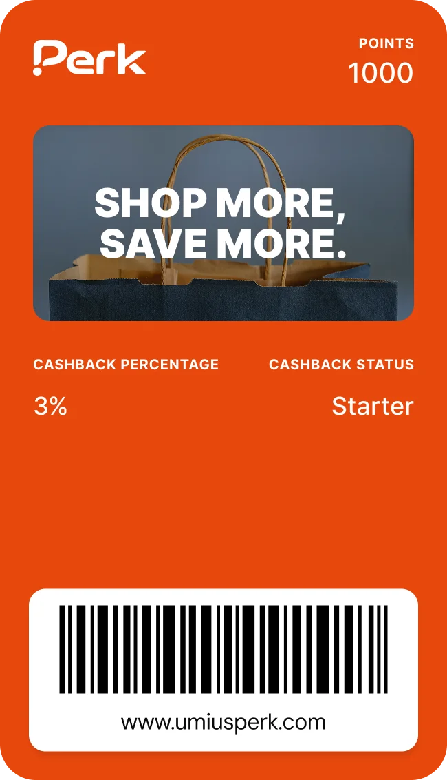 Perk cashback card: shop more, save more